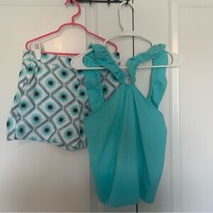 Janie and Jack Aqua Top and Patterned Short Set, NWT